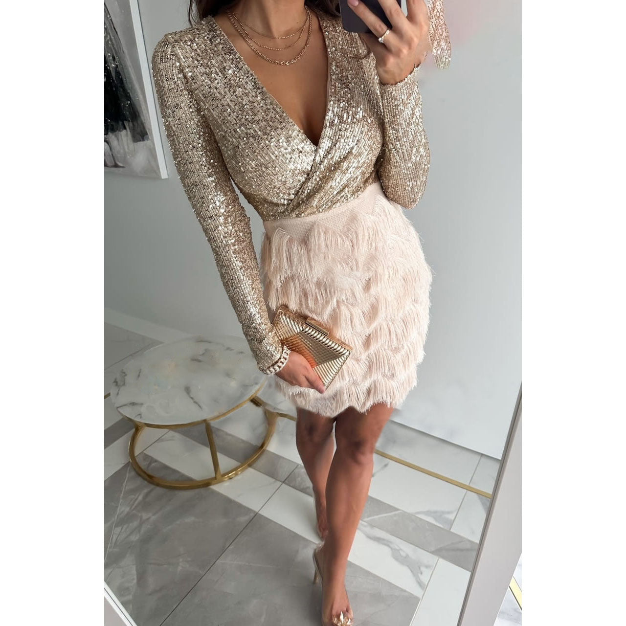 Marbella Feather Fringed Dress