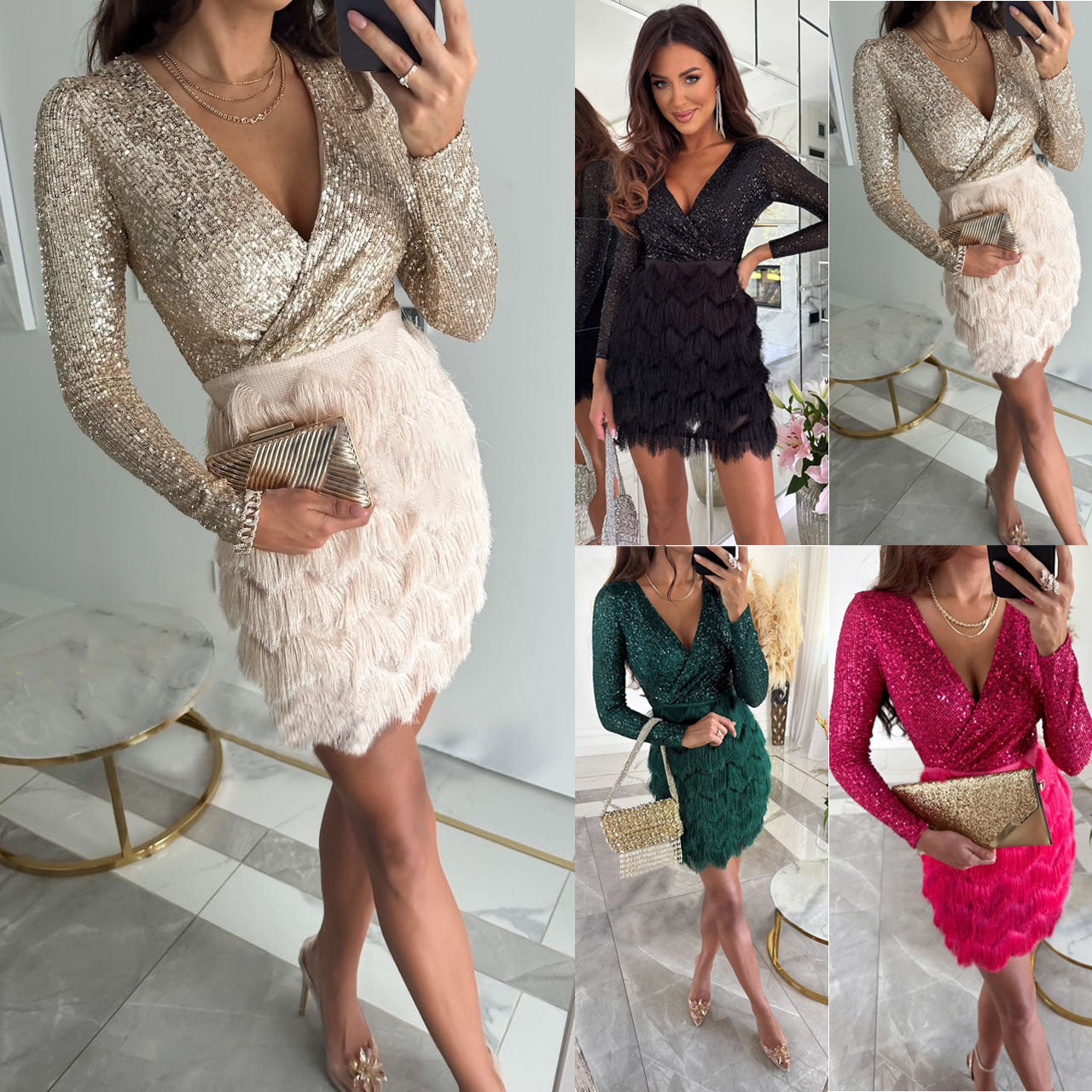 Marbella Feather Fringed Dress