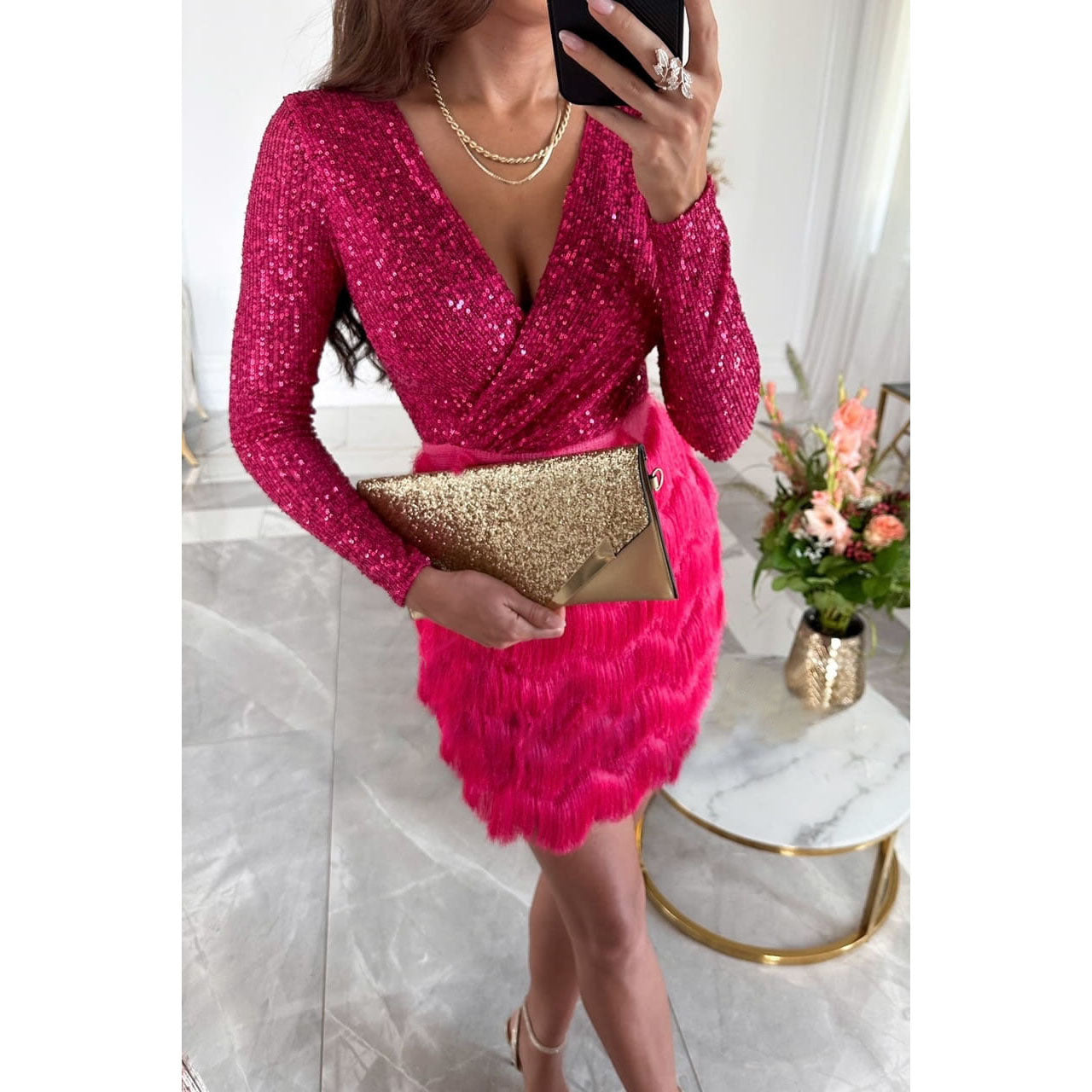 Marbella Feather Fringed Dress